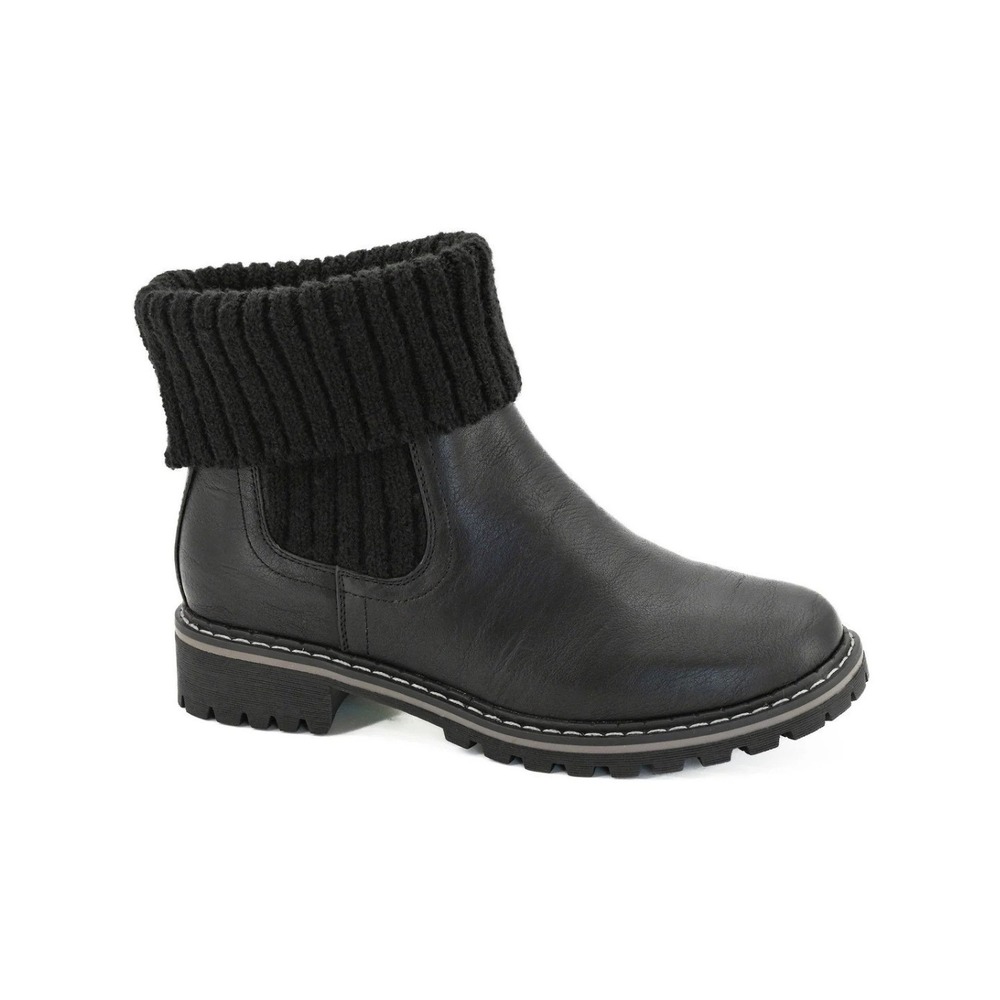 CORKYS Quiver Black Fold Down Ankle Booties Ribbed‎ Knit Sweater Cuff 10 NEW